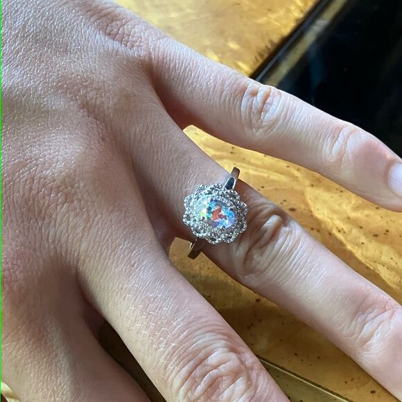 Aurora Borealis Mystic Topaz Sterling Silver Ring Size 8 - Picture 4 of 9